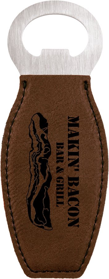 Dark Laserable Leatherette Bottle Opener with Magnet
