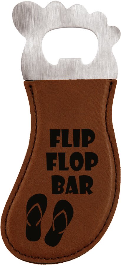 Dark Laserable Leatherette Foot Shaped Bottle Opener with Magnet