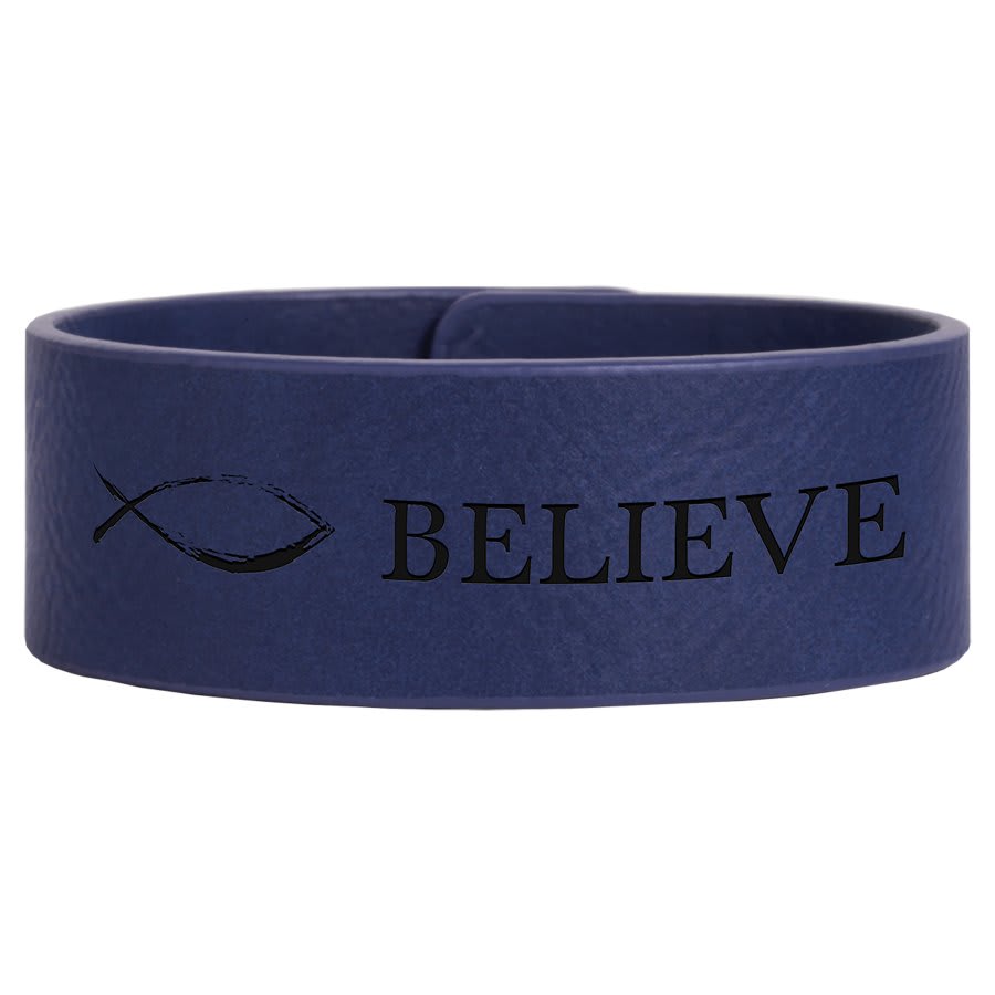 9 1/2" x 1"/Black Laserable Leatherette Cuff Bracelet