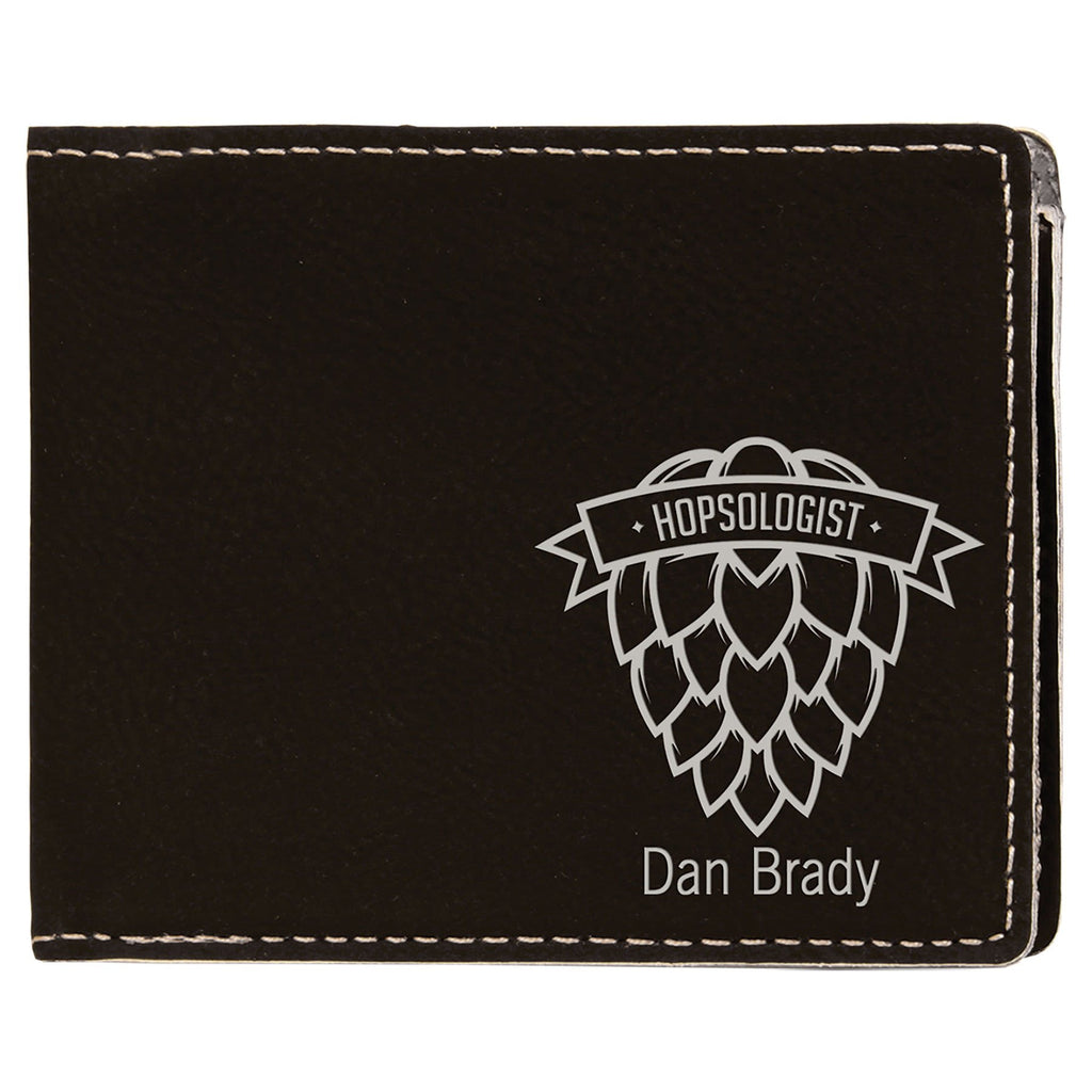 4 1/2" x 3 1/2"/Silver Laserable Leatherette Bifold Wallet