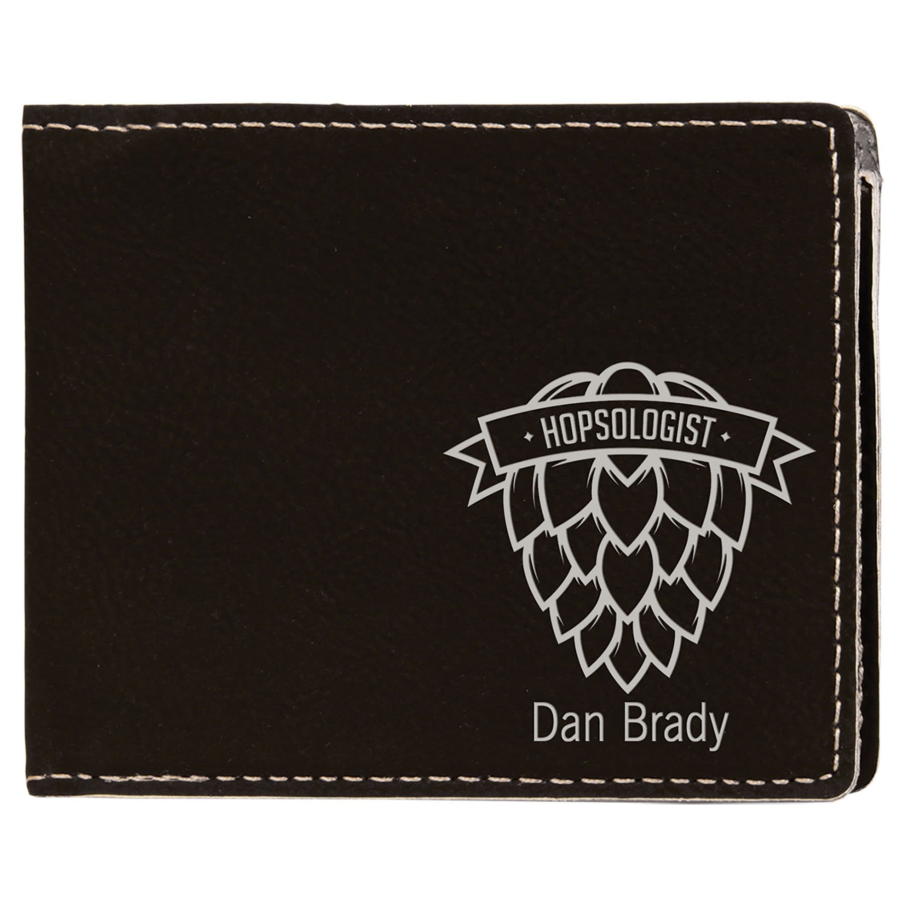 4 1/2" x 3 1/2"/Silver Laserable Leatherette Bifold Wallet