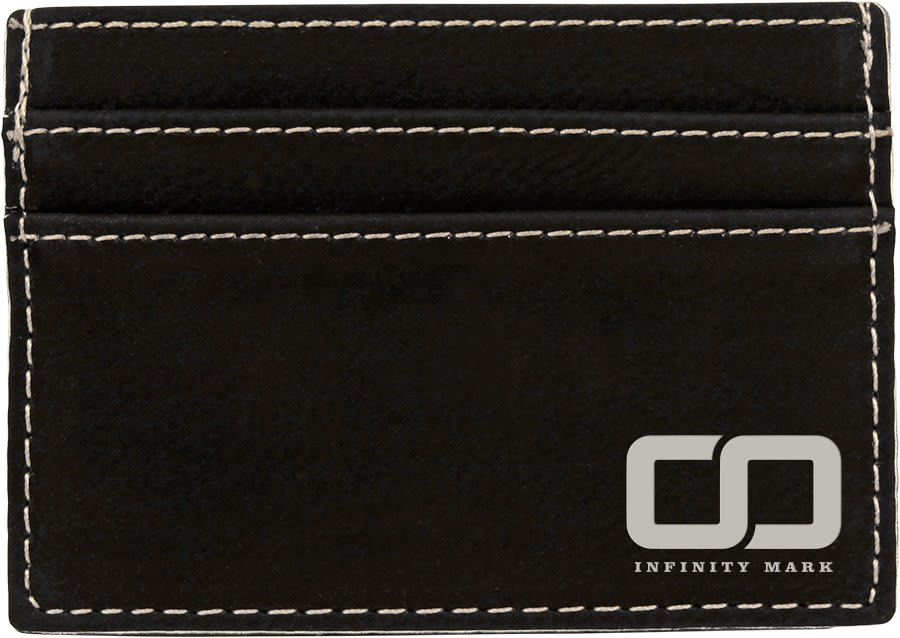 4" x 2 3/4"/Silver Laserable Leatherette Wallet Clip