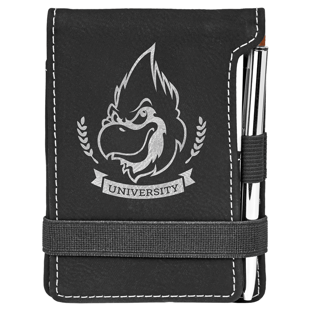 3 1/4" x 4 3/4"/Silver Laserable Leatherette Mini Notepad with Pen