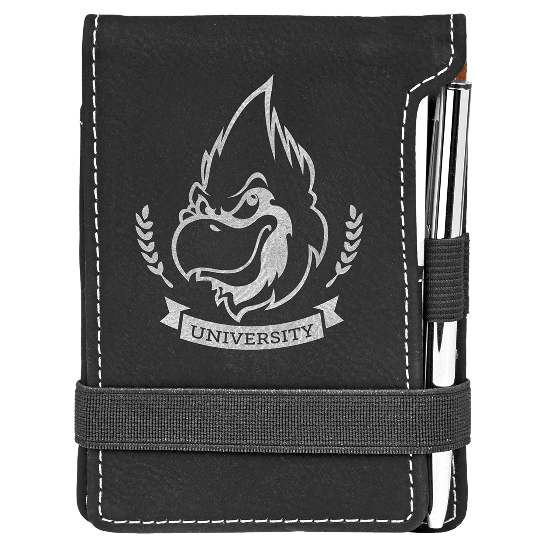 3 1/4" x 4 3/4"/Silver Laserable Leatherette Mini Notepad with Pen