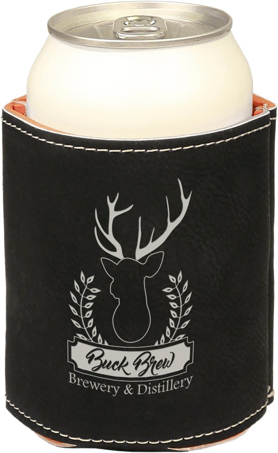 3 3/4"/Silver Laserable Leatherette Beverage Holder