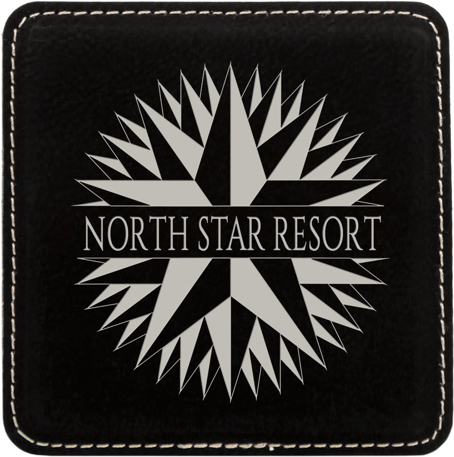 4" x 4" Square/Silver Laserable Leatherette Coaster