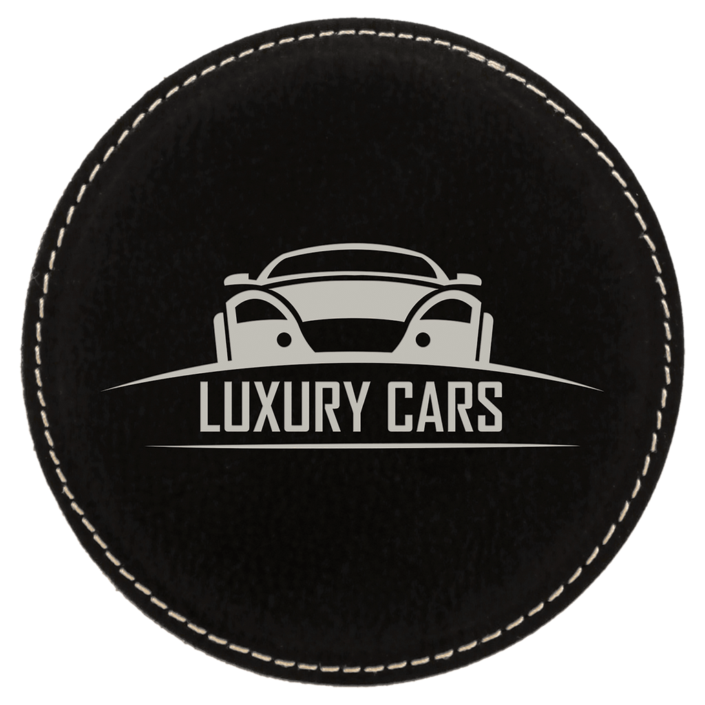 4" Round/Silver Laserable Leatherette Coaster