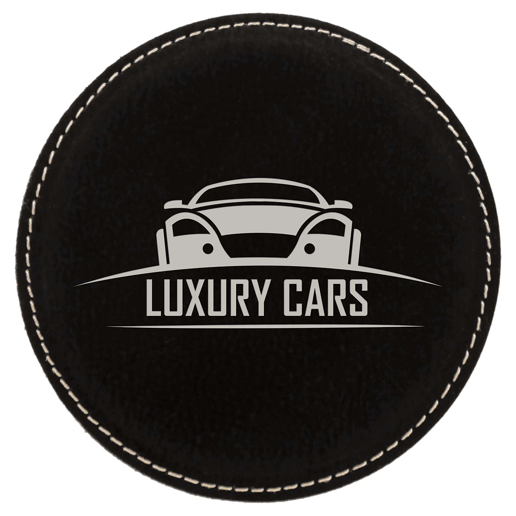 4" Round/Silver Laserable Leatherette Coaster