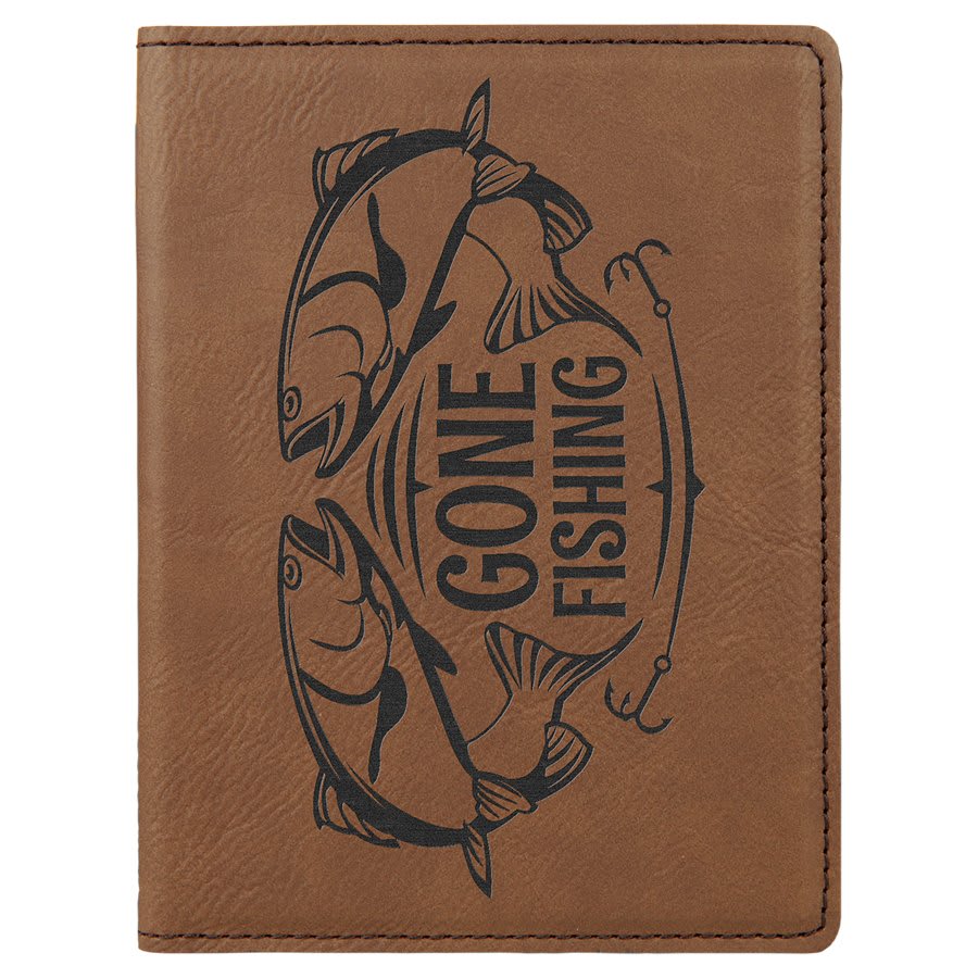 4 1/4" x 5 1/2" Dark Laserable Leatherette Passport Holder