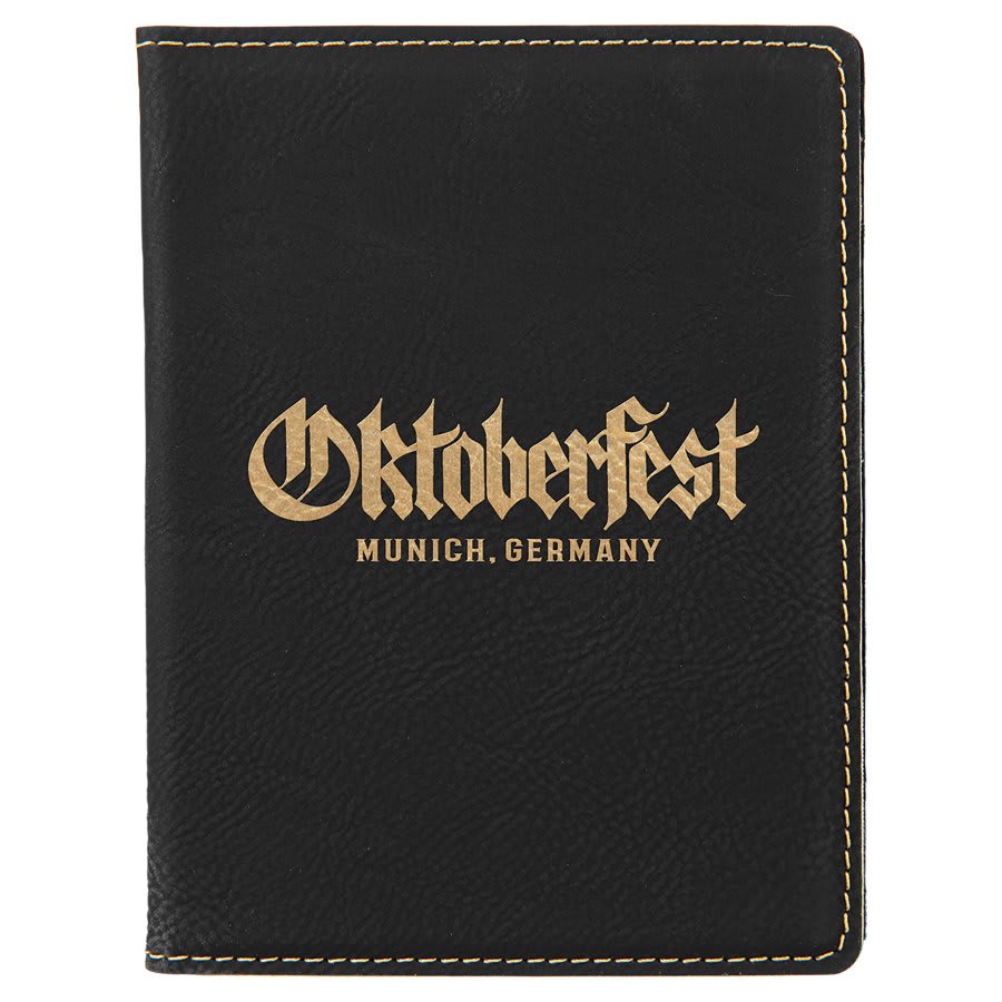 4 1/4" x 5 1/2"/Gold Laserable Leatherette Passport Holder