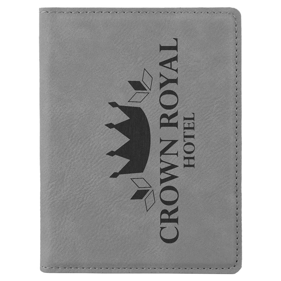 4 1/4" x 5 1/2" Laserable Leatherette Passport Holder
