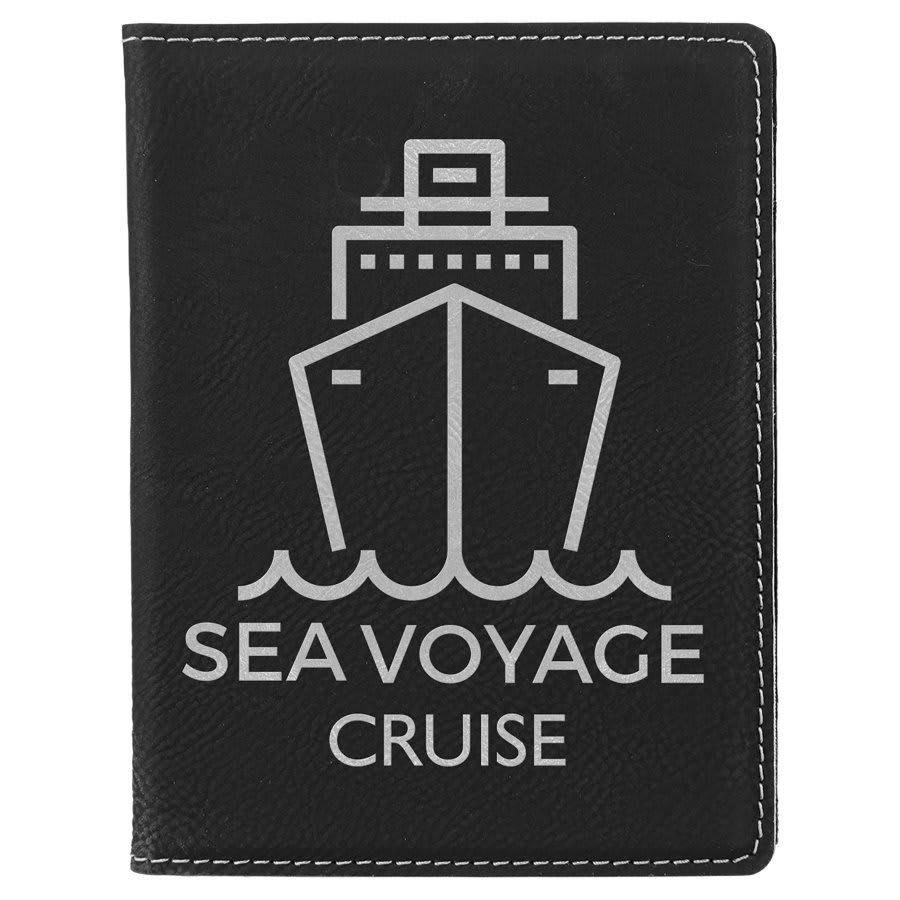 4 1/4" x 5 1/2"/Silver Laserable Leatherette Passport Holder