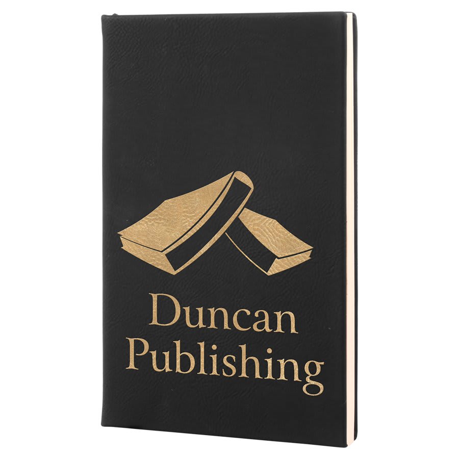 5 1/4" x 8 1/4"/Gold Laserable Leatherette Journal with Lined Notepad
