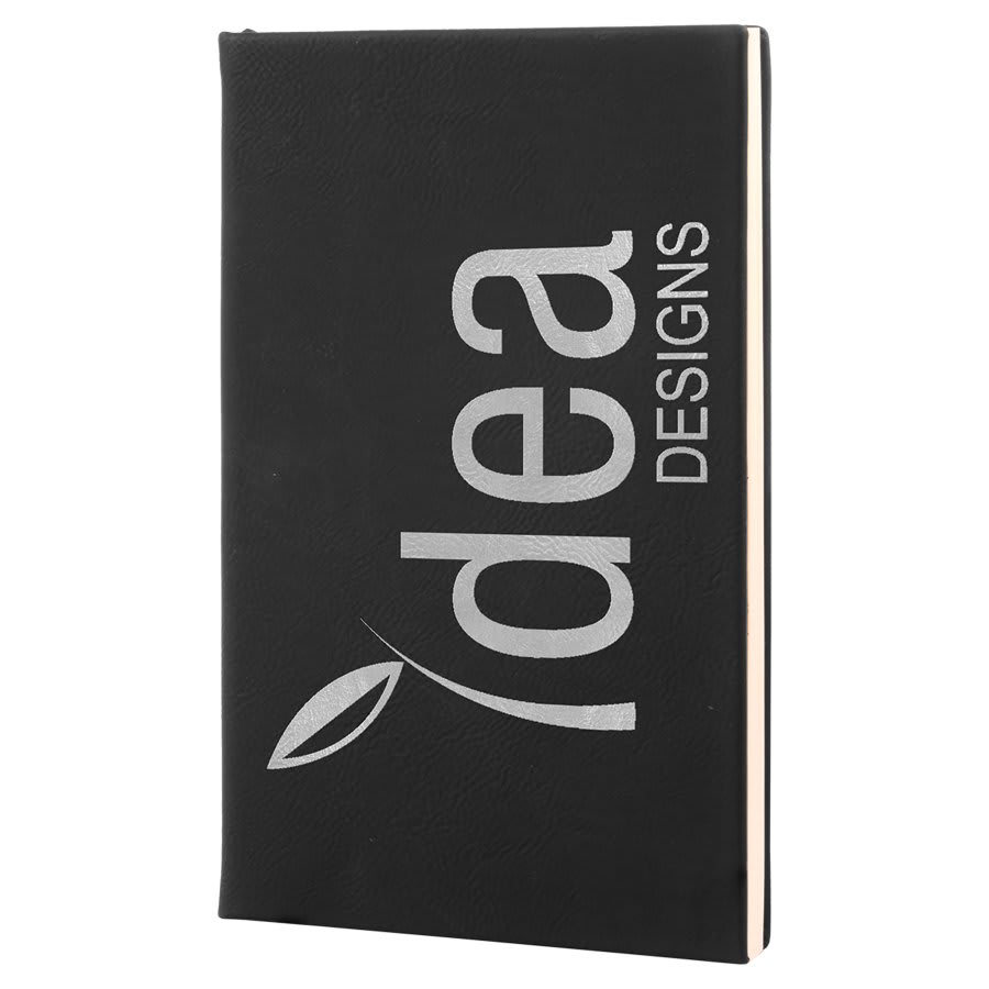 5 1/4" x 8 1/4"/Silver Laserable Leatherette Journal with Lined Notepad