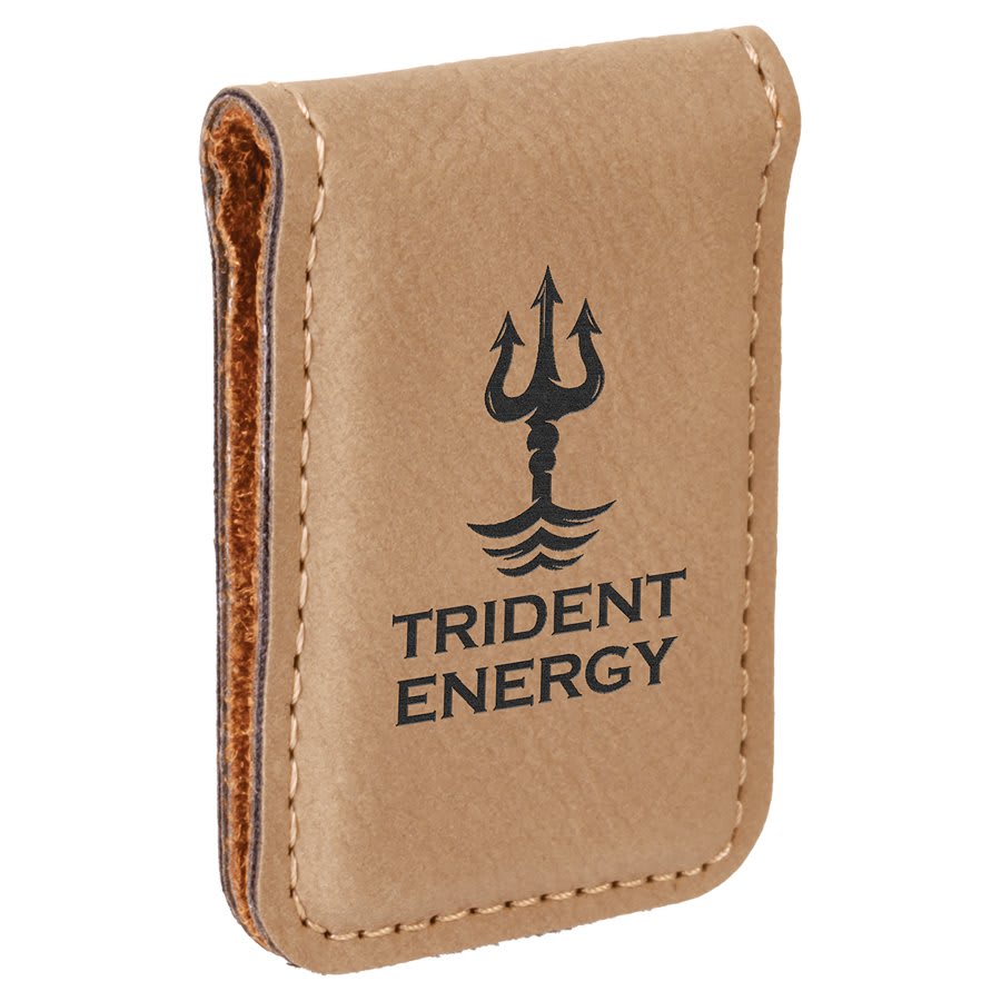 1 3/4" x 2 1/2" Light Laserable Leatherette Money Clip