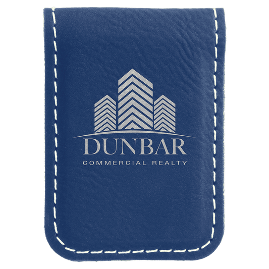 1 3/4" x 2 1/2"/Silver Laserable Leatherette Money Clip
