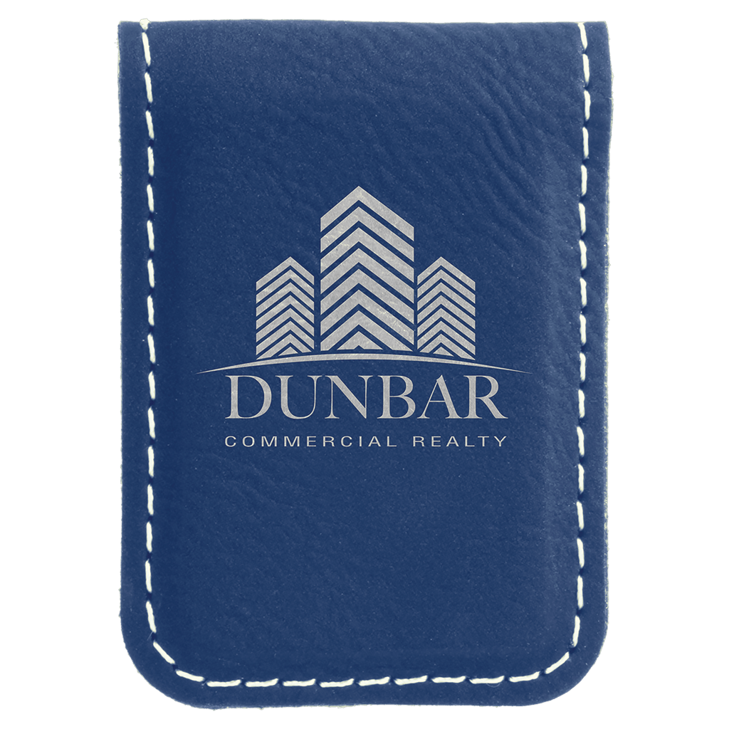 1 3/4" x 2 1/2"/Silver Laserable Leatherette Money Clip
