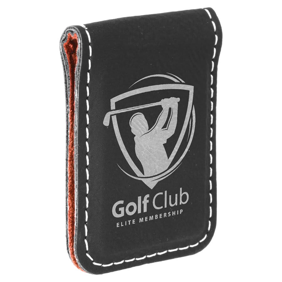 1 3/4" x 2 1/2"/Silver Laserable Leatherette Money Clip