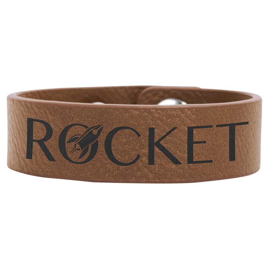 8 1/2" x 3/4" Dark Laserable Leatherette Youth Cuff Bracelet