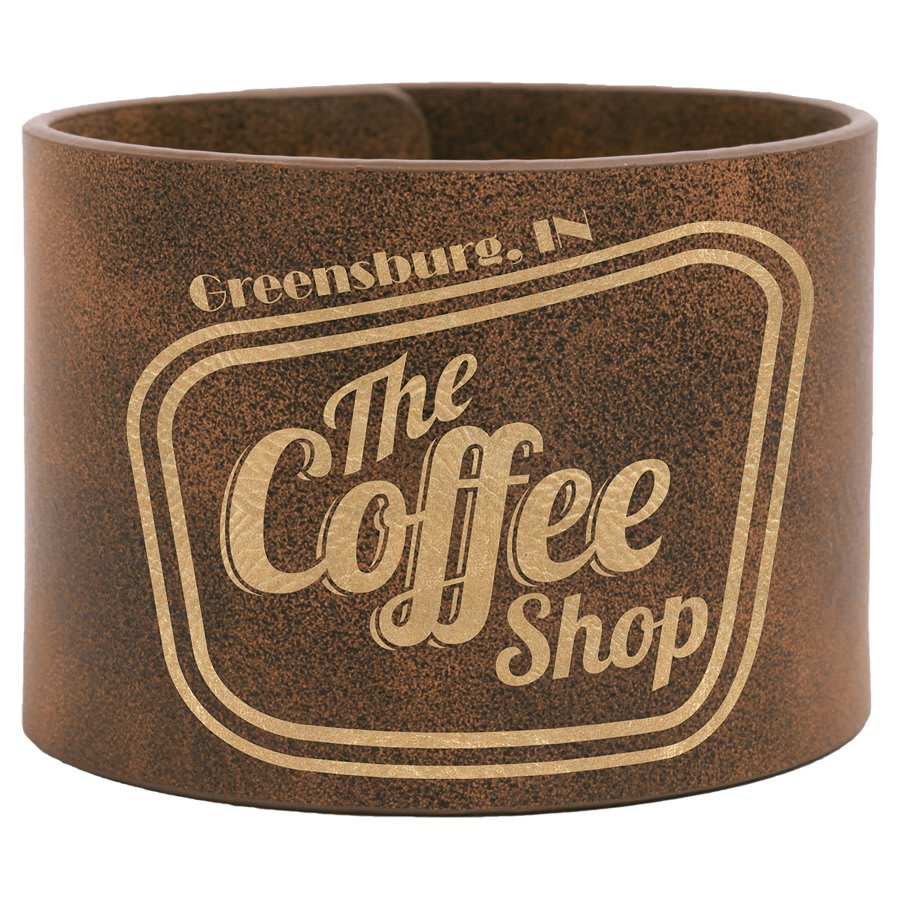 9 1/2" x 2" Rustic/Gold Laserable Leatherette Cuff Bracelet