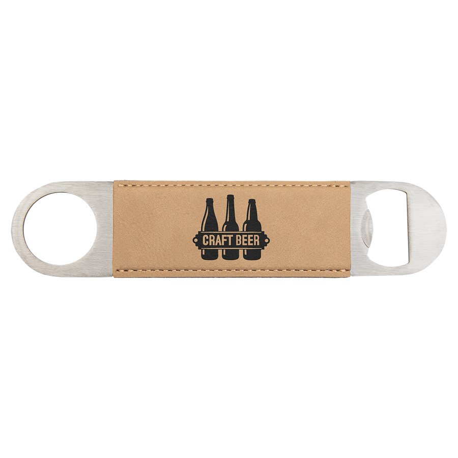 1 1/2" x 7" Light Laserable Leatherette Bottle Opener