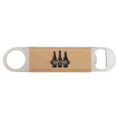 1 1/2" x 7" Light Laserable Leatherette Bottle Opener