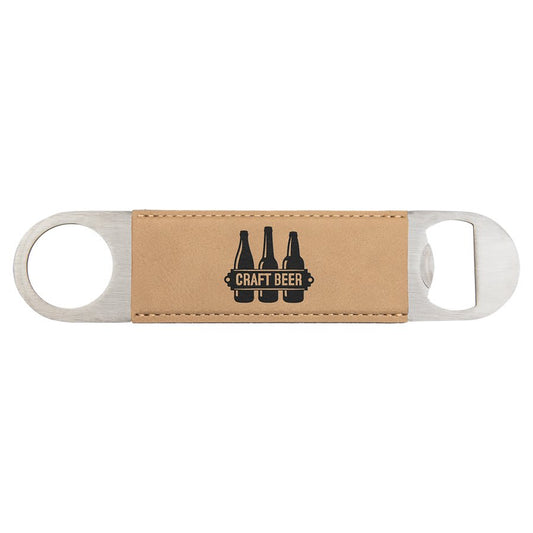 1 1/2" x 7" Light Laserable Leatherette Bottle Opener