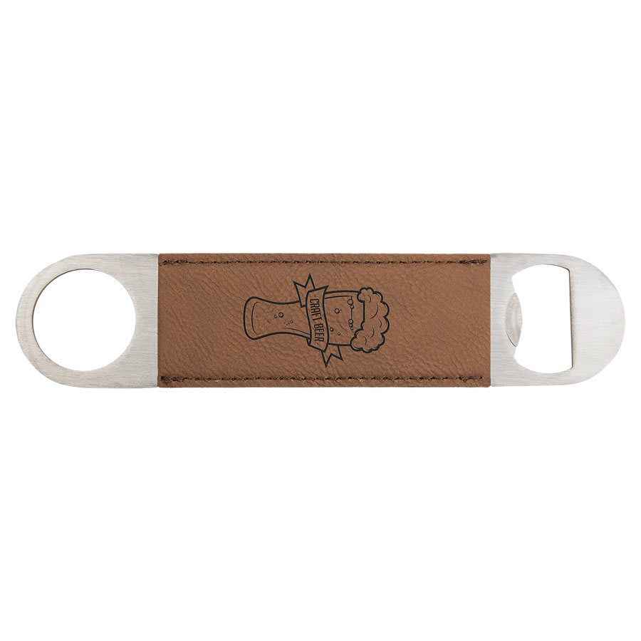1 1/2" x 7" Dark Laserable Leatherette Bottle Opener