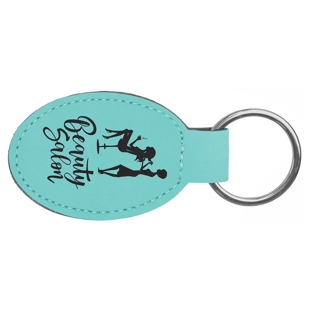 3" x 1 3/4" Laserable Leatherette Oval Keychain
