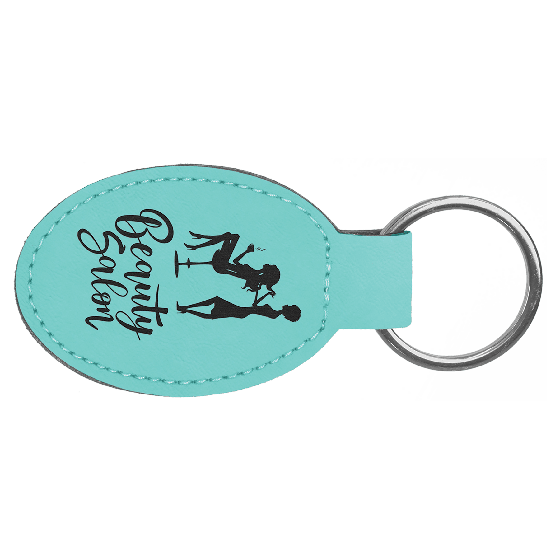3" x 1 3/4" Laserable Leatherette Oval Keychain