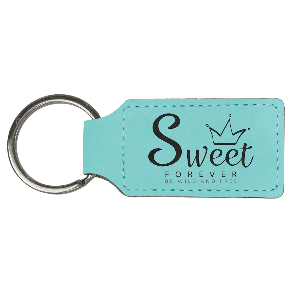 2 3/4" x 1 1/4" Laserable Leatherette Rectangle Keychain