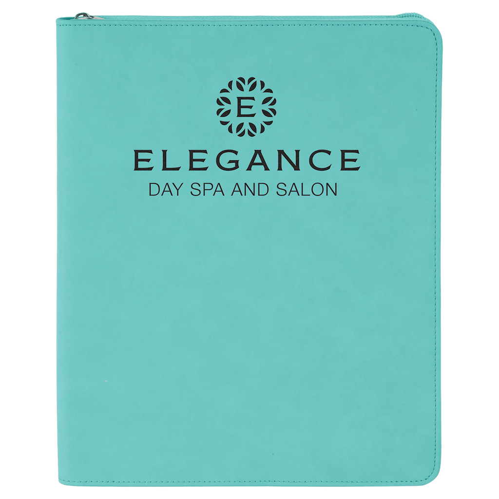 9 1/2" x 12" with Zipper Laserable Leatherette Portfolio with Notepad