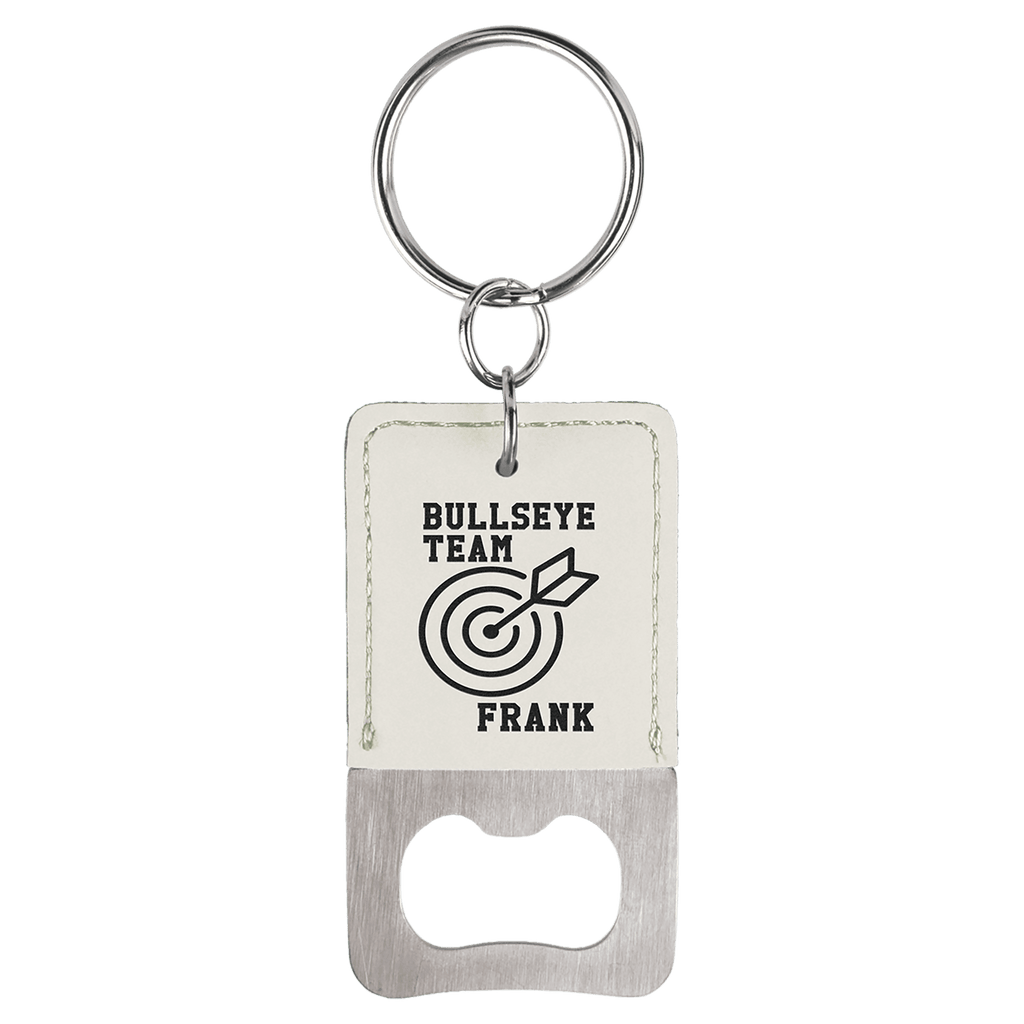 Rectangle Laserable Leatherette Bottle Opener Keychain