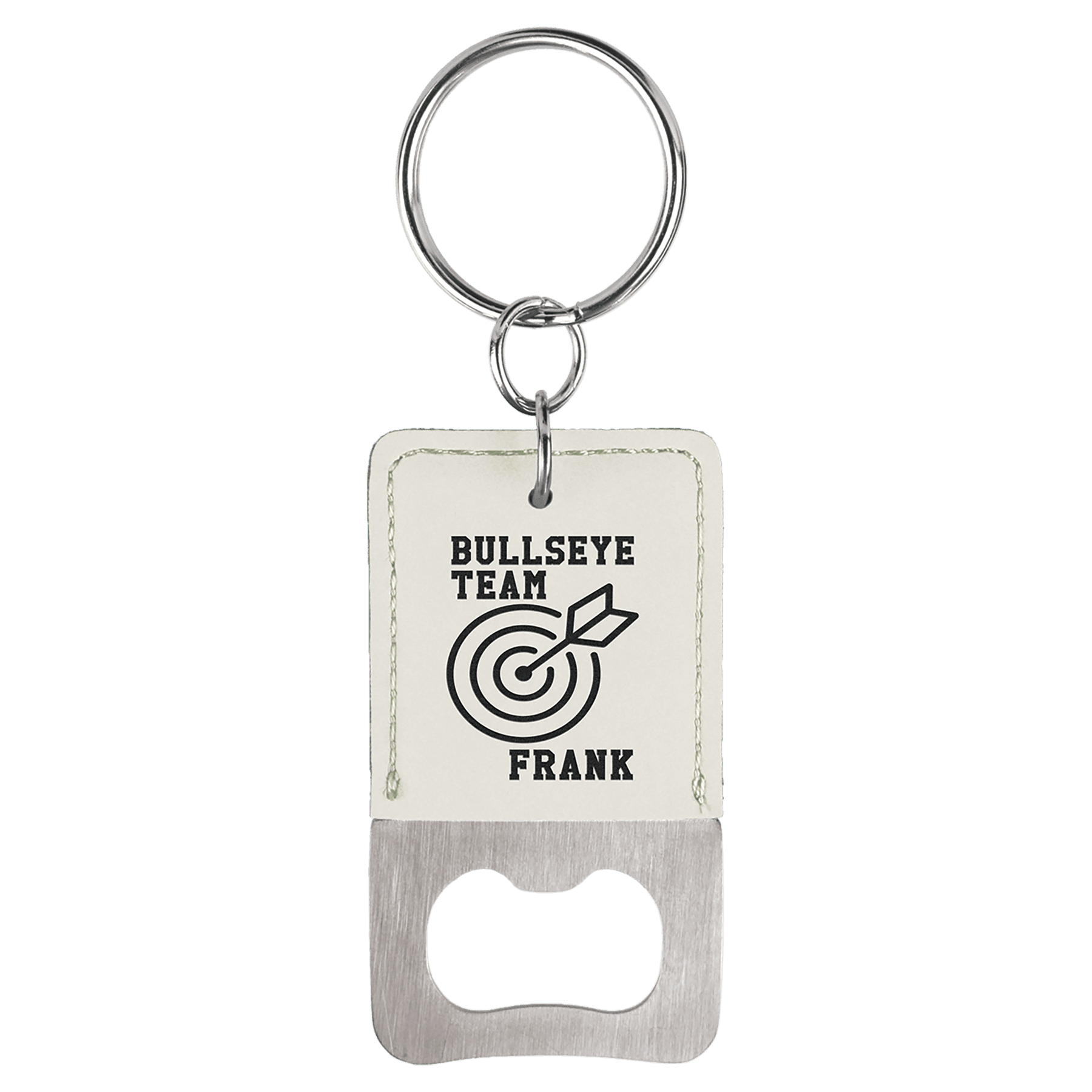 Rectangle Laserable Leatherette Bottle Opener Keychain