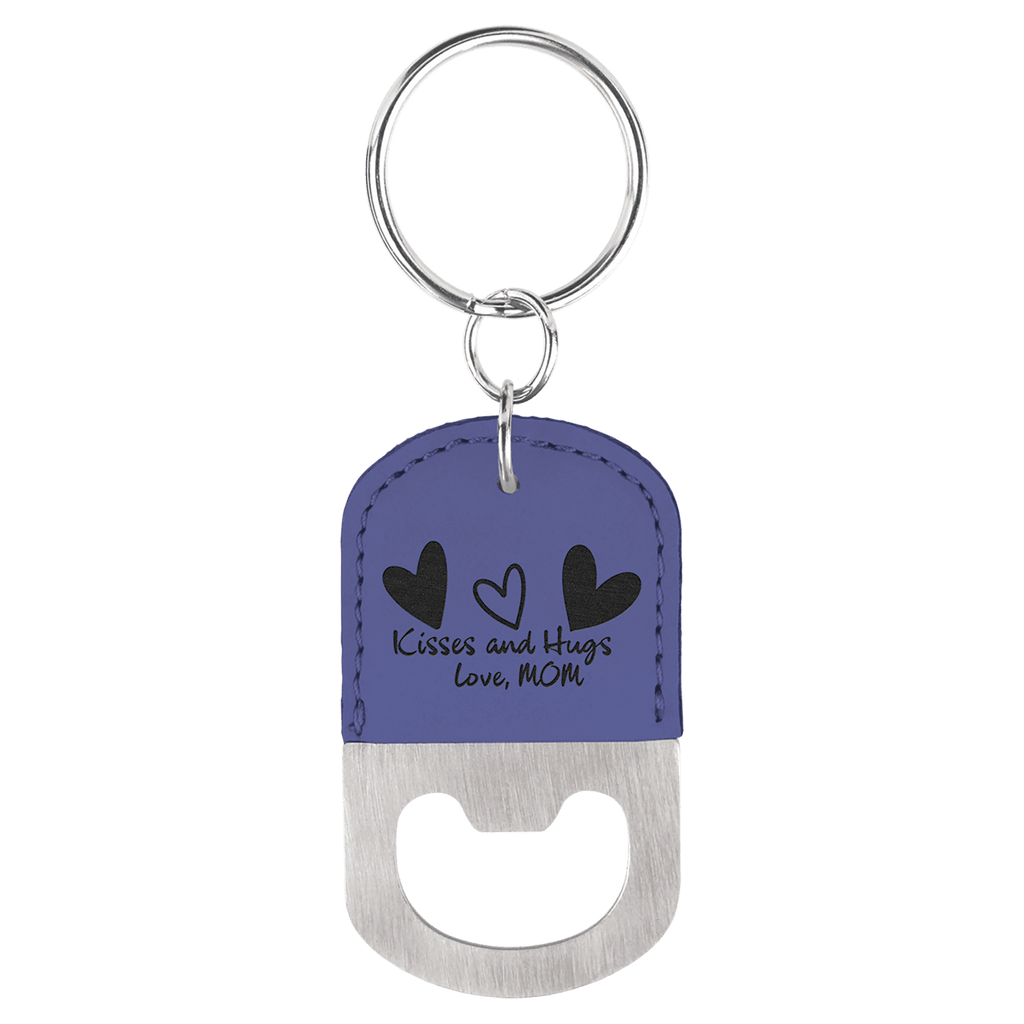 Oval Laserable Leatherette Bottle Opener Keychain
