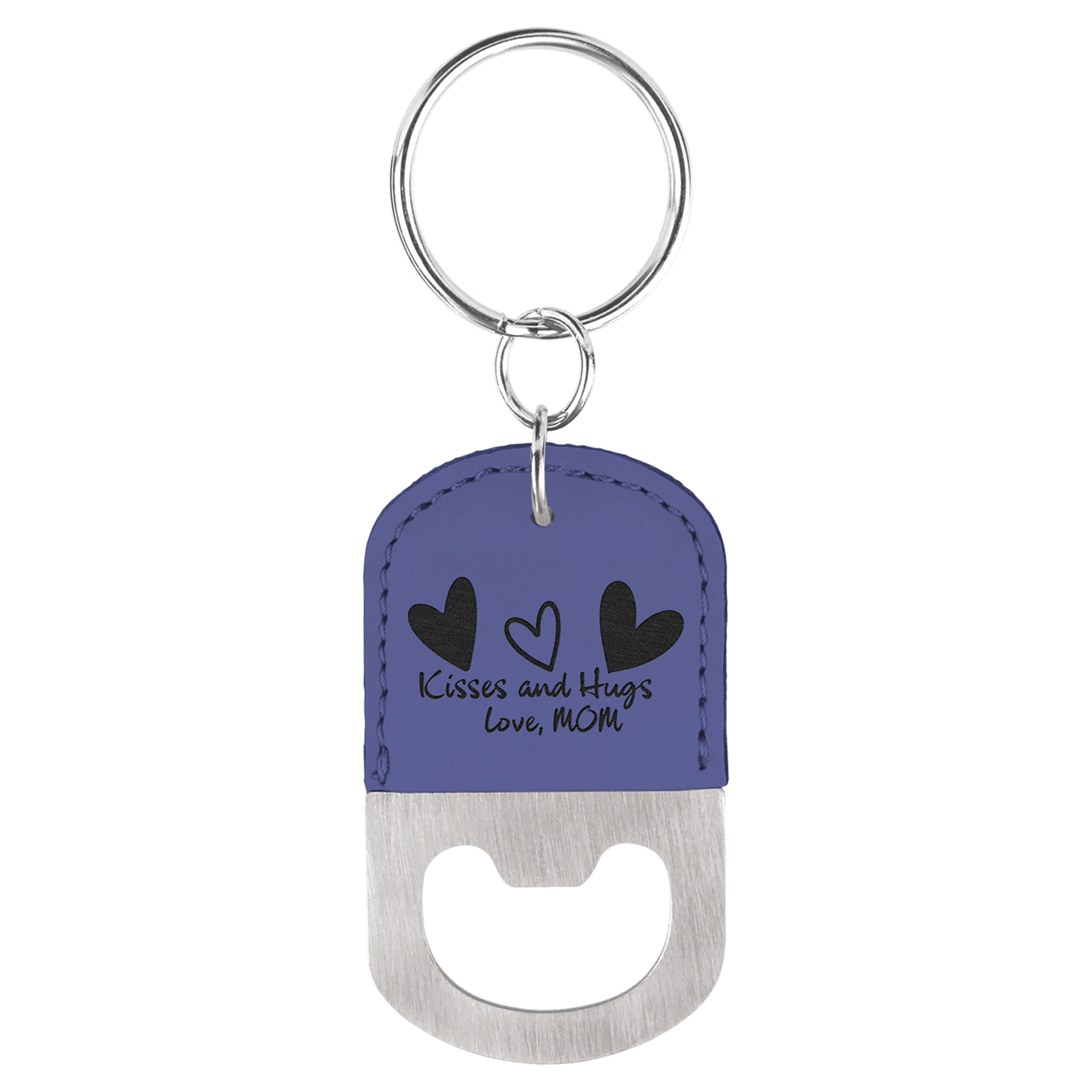 Oval Laserable Leatherette Bottle Opener Keychain