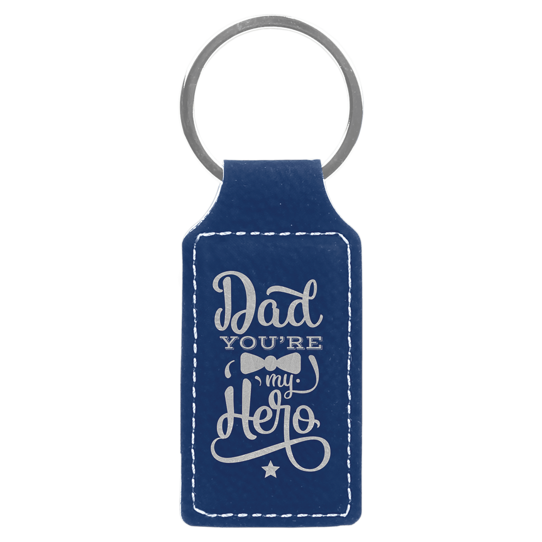 2 3/4" x 1 1/4"/Silver Laserable Leatherette Rectangle Keychain