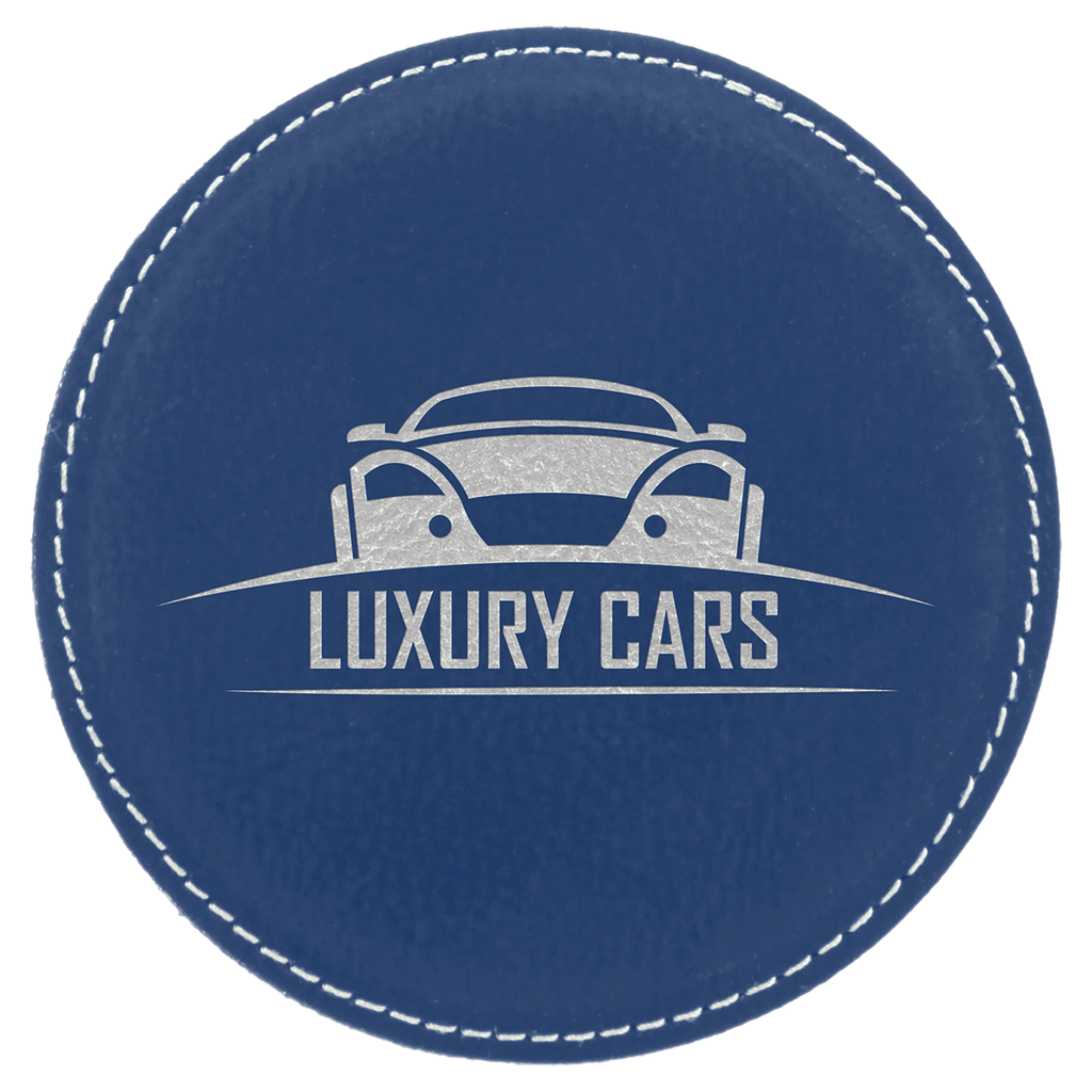4" Round/Silver Laserable Leatherette Coaster