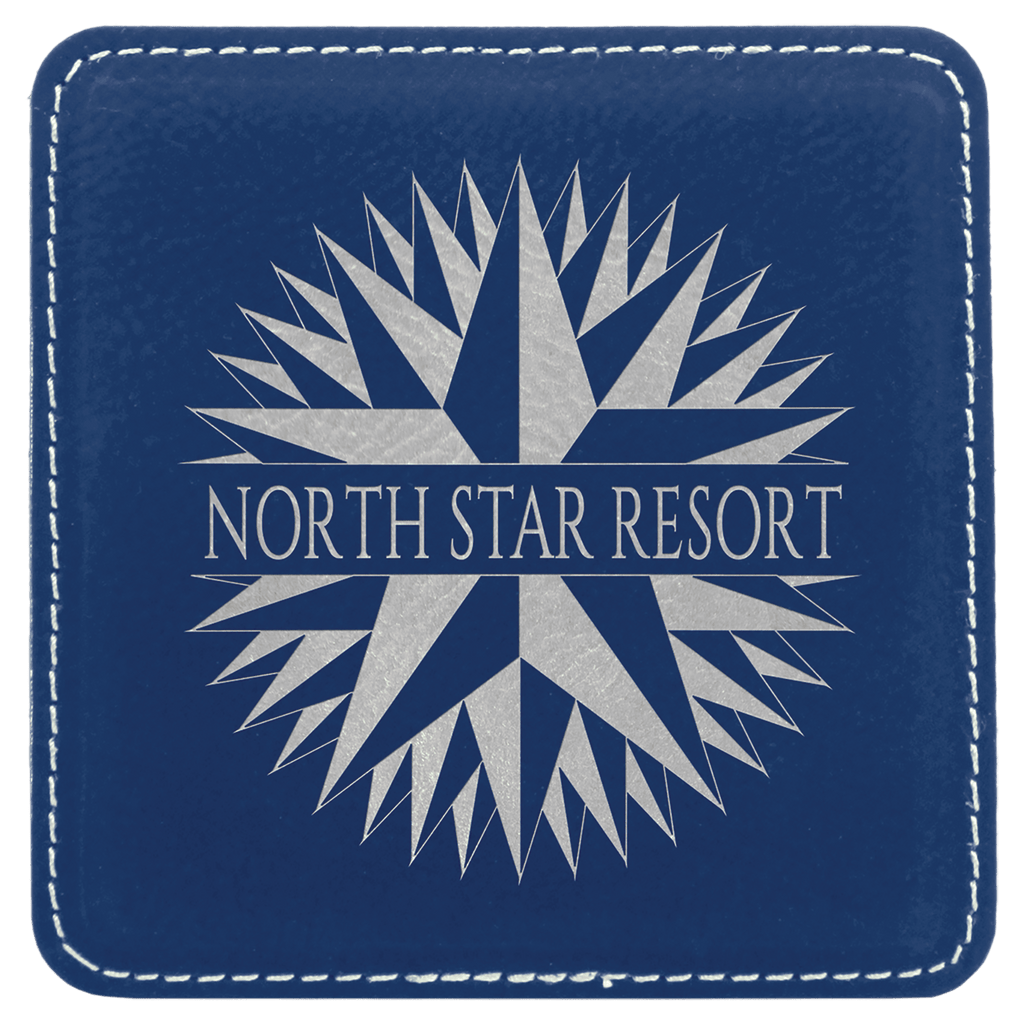 4" x 4" Square/Silver Laserable Leatherette Coaster