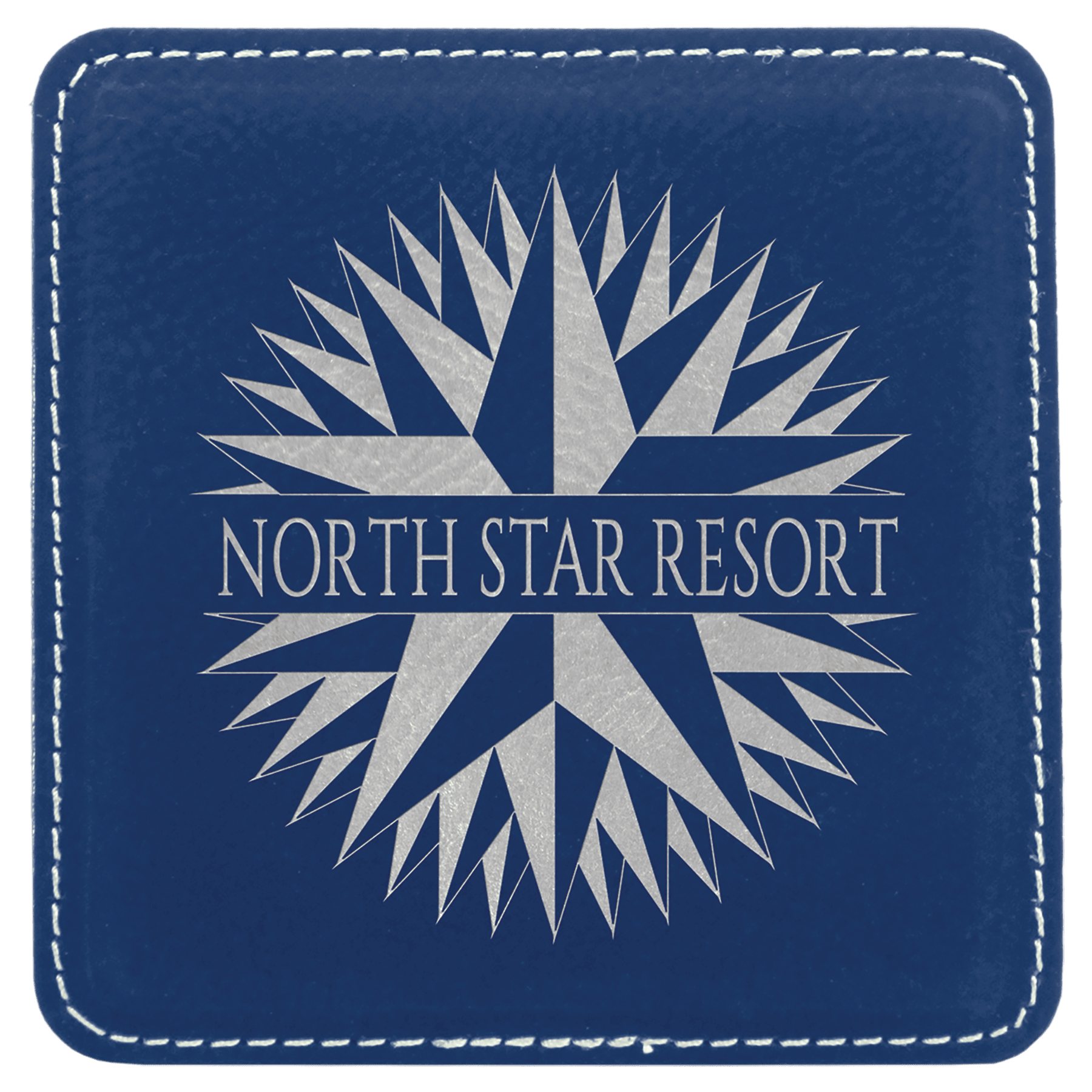 4" x 4" Square/Silver Laserable Leatherette Coaster