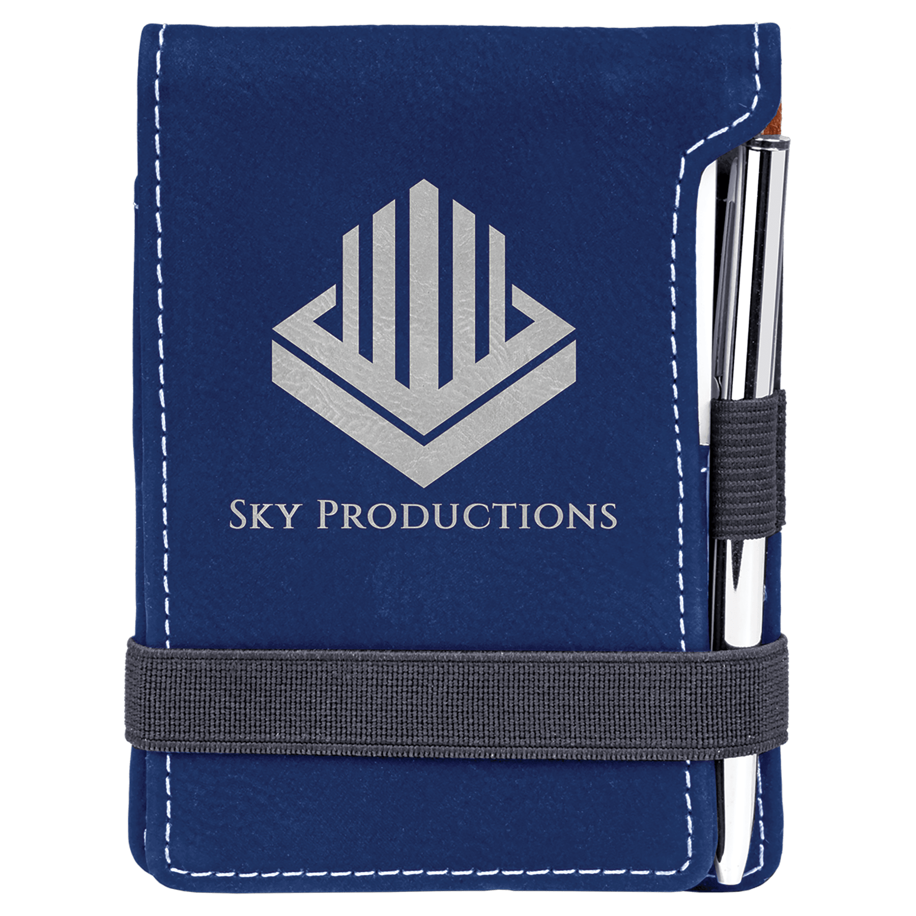 3 1/4" x 4 3/4"/Silver Laserable Leatherette Mini Notepad with Pen