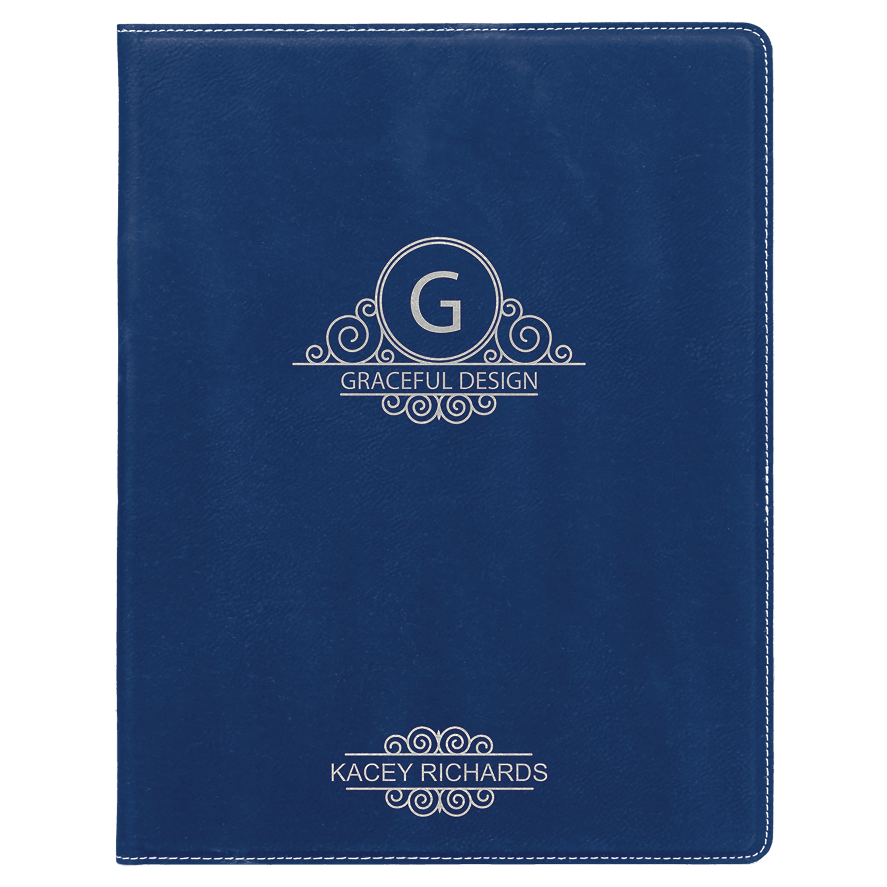 7" x 9"/Silver Laserable Leatherette Small Portfolio with Notepad