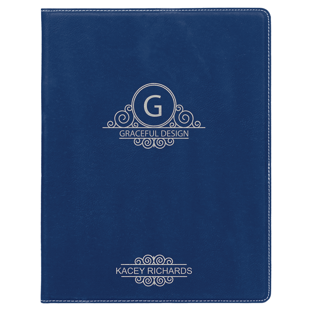 7" x 9"/Silver Laserable Leatherette Small Portfolio with Notepad