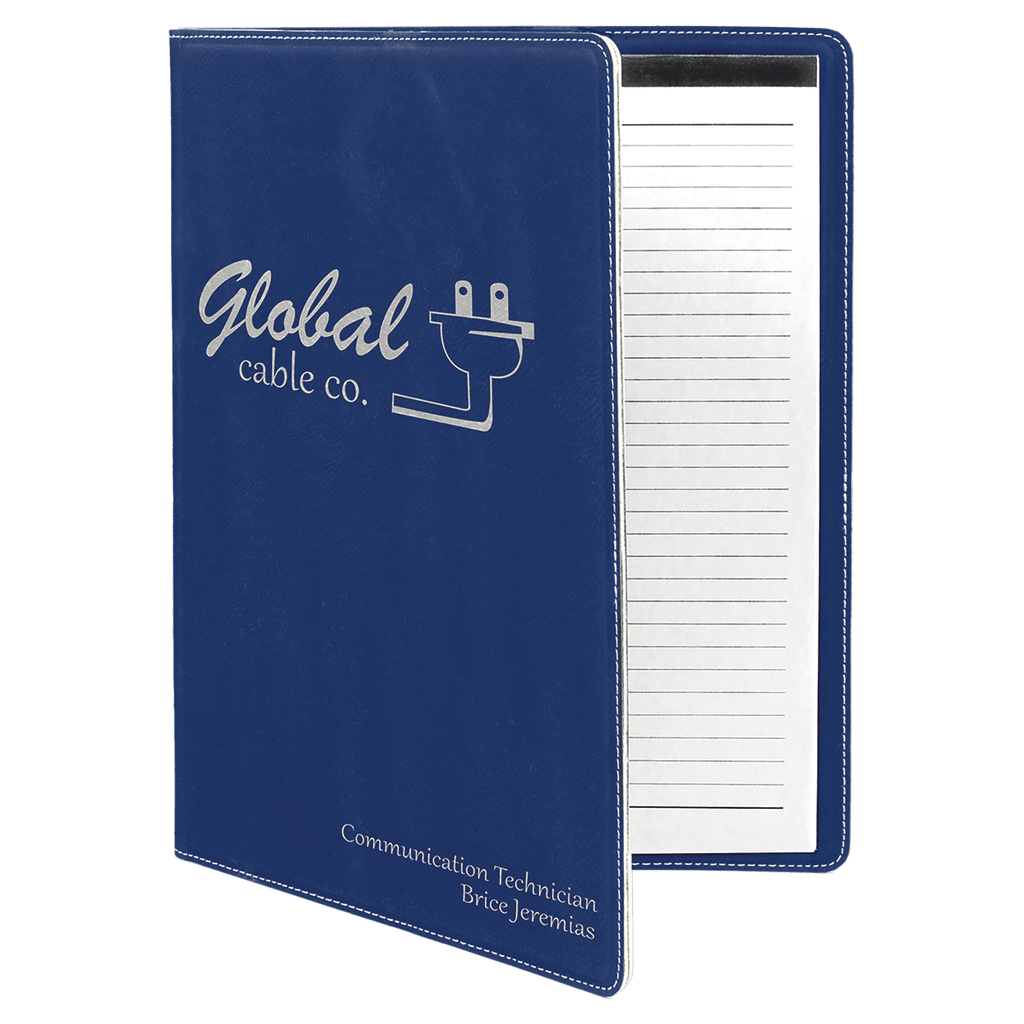 9 1/2" x 12"/Silver Laserable Leatherette Portfolio with Notepad