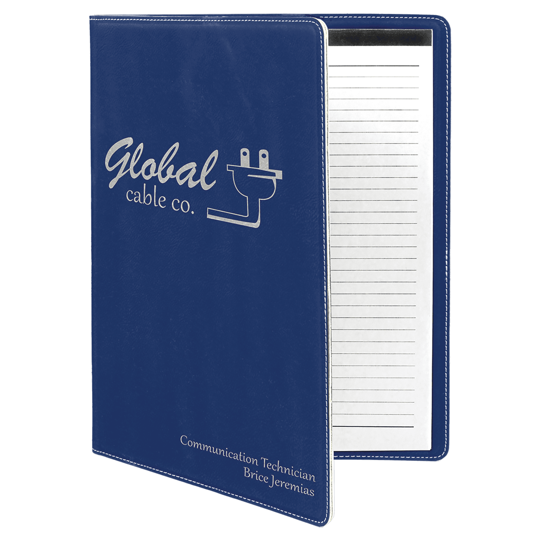 9 1/2" x 12"/Silver Laserable Leatherette Portfolio with Notepad