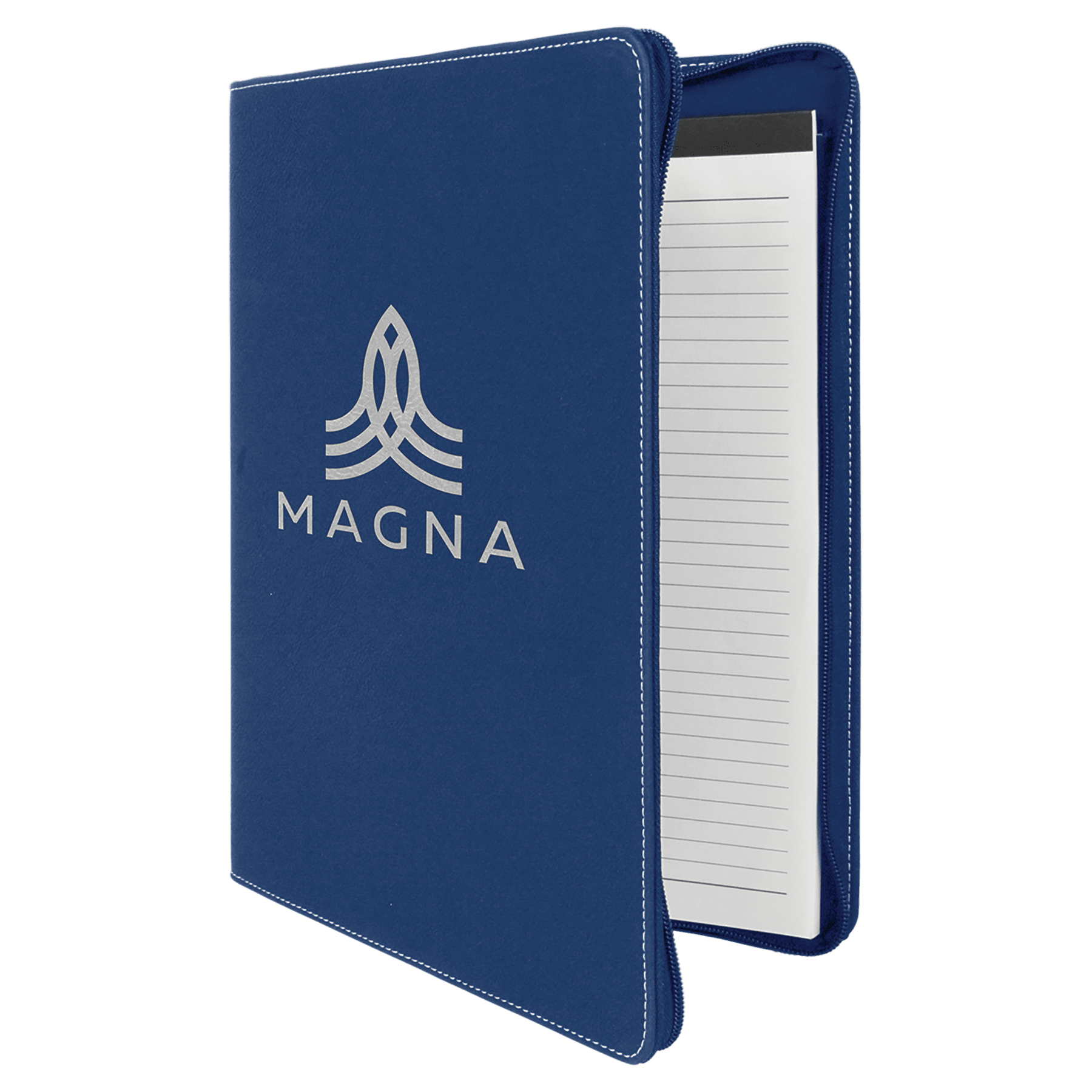 9 1/2" x 12"/Silver w/Zipper Laserable Leatherette Portfolio with Notepad