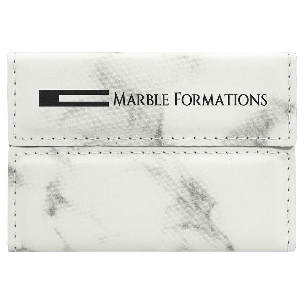 3 3/4" x 2 3/4" Marble Laserable Leatherette Hard Business Card Holder