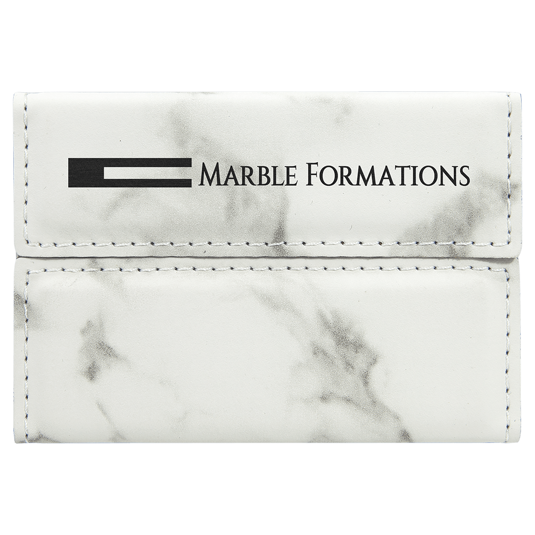 3 3/4" x 2 3/4" Marble Laserable Leatherette Hard Business Card Holder