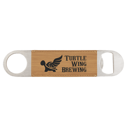 1 1/2" x 7" Bamboo Laserable Leatherette Bottle Opener