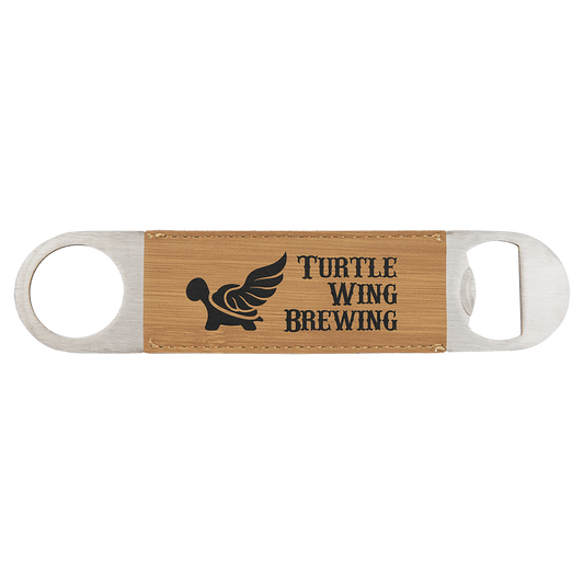 1 1/2" x 7" Bamboo Laserable Leatherette Bottle Opener